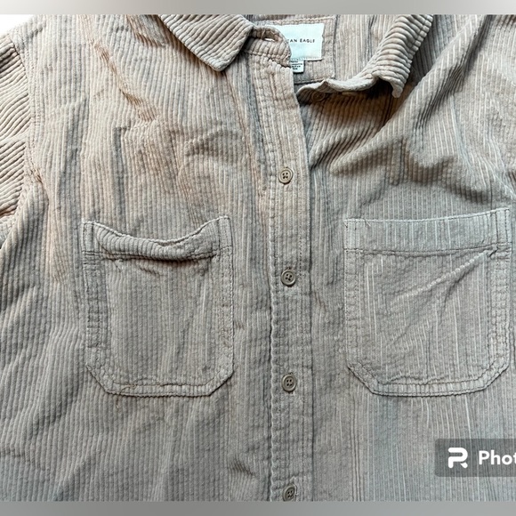 Women's American Eagle  Button down Corduroy Shacket, Cream, size Med - Picture 3 of 8